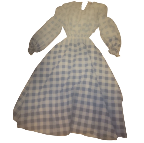 STAUD blanche blue white cottagecore ombre gingham check cutout midi dress small - Picture 12 of 15